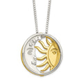 Sterling Silver & Gold-plated Polished Sun & Moon Necklace