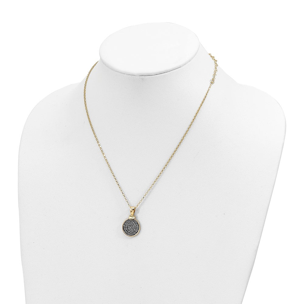 SSilver Gold-tone Polished Replica Phaistos Coin Pendant w/2 in ext. Neckla