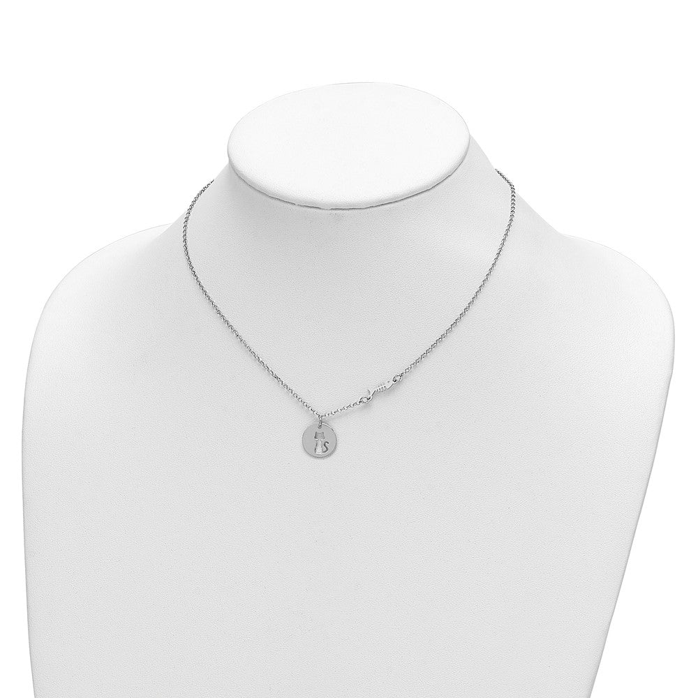 Sterling Silver Rhodium-plated Polish and Lasered Bead Necklace
