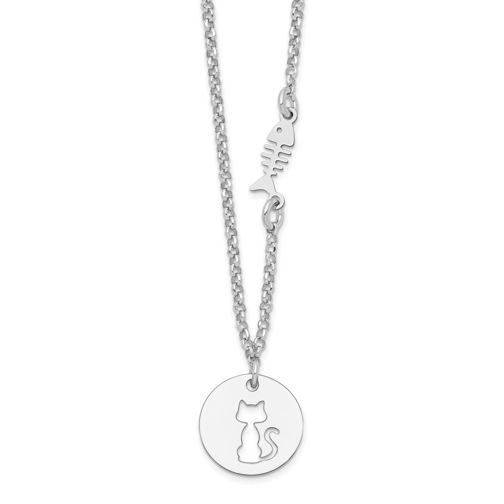 Sterling Silver Rhodium-plated Polish and Lasered Bead Necklace