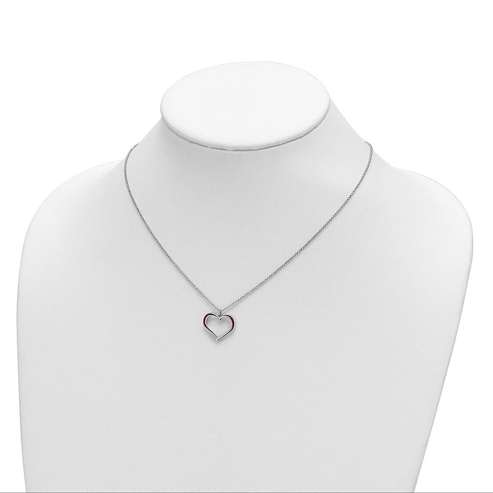 Sterling Silver Rhodium-plated Red Enamel 3-Heart w/. Ext Bracelet