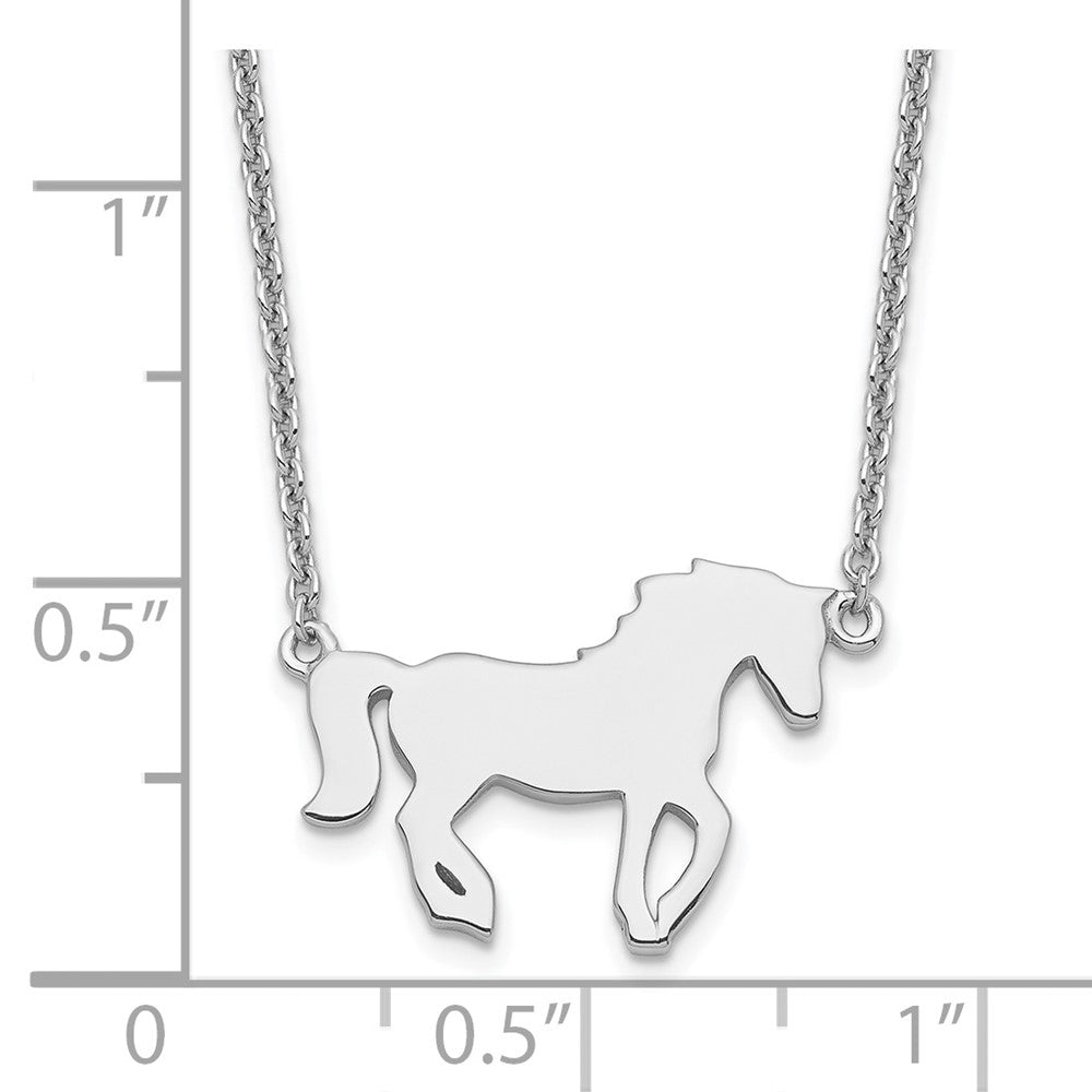 Sterling Silver Rhodium-plated Polished Horse 16 Inch w/ 2in ext Necklace