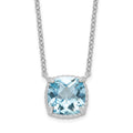 Sterling Silver Rhodium-plated Square Blue Topaz w/2 in ext. Necklace