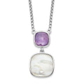 Sterling Silver Rhod-plated 3.68Amethyst/MOP w/2 in ext. Necklace