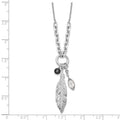 Sterling Silver Rhodium-plated Feather and CZ w/1 in Ext Necklace