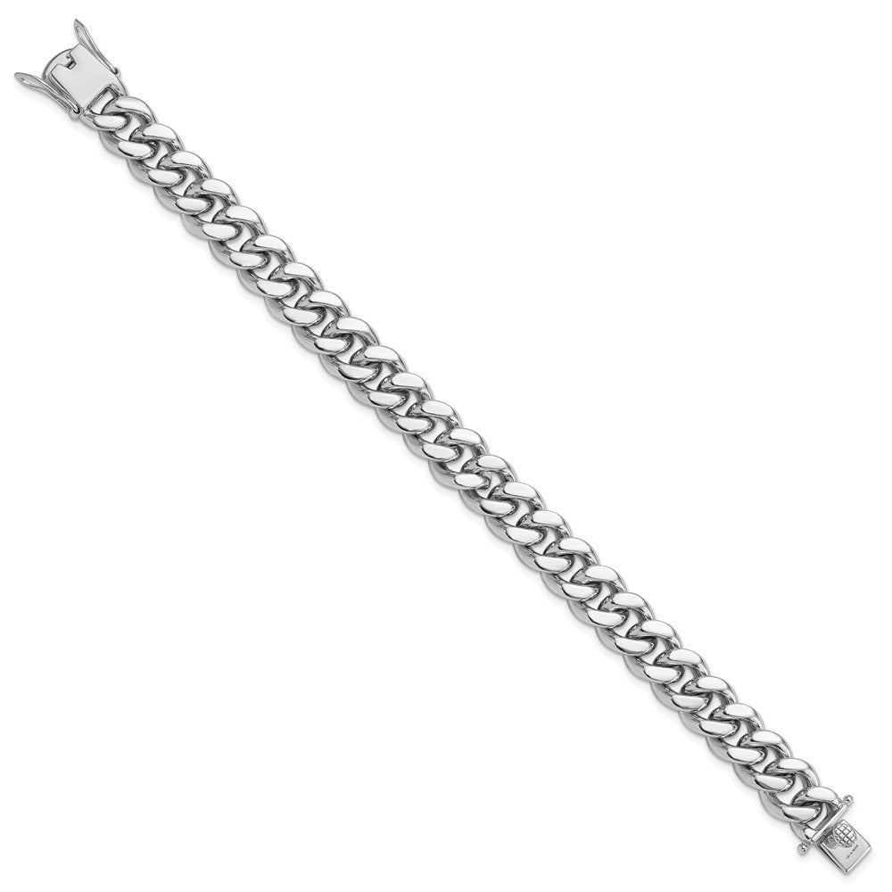 Sterling Silver Rhodium-plated Curb Link Men's Bracelet