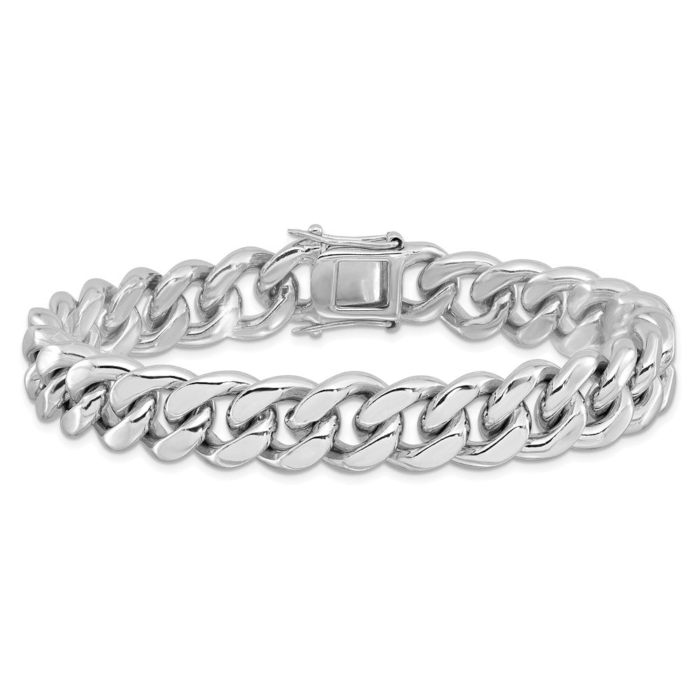 Sterling Silver Rhodium-plated Curb Link Men's Bracelet