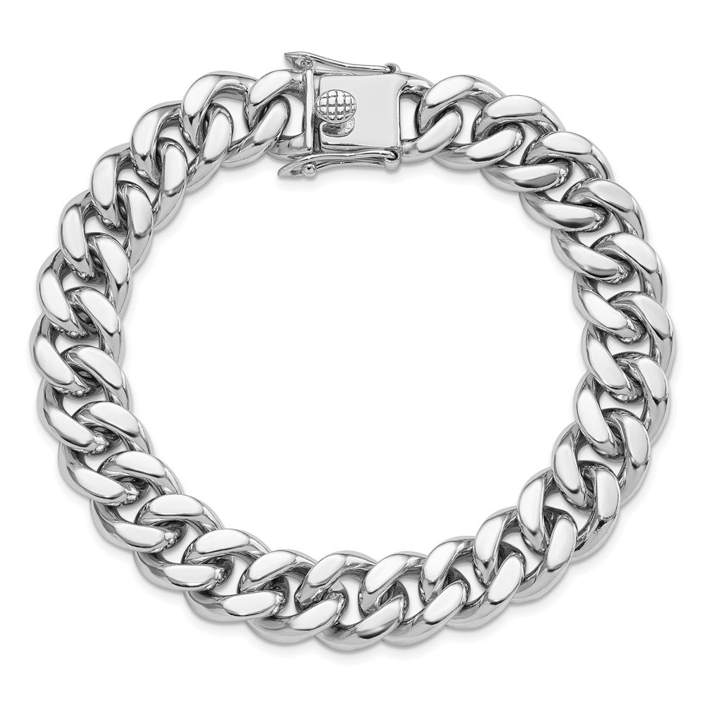 Sterling Silver Rhodium-plated Curb Link Men's Bracelet