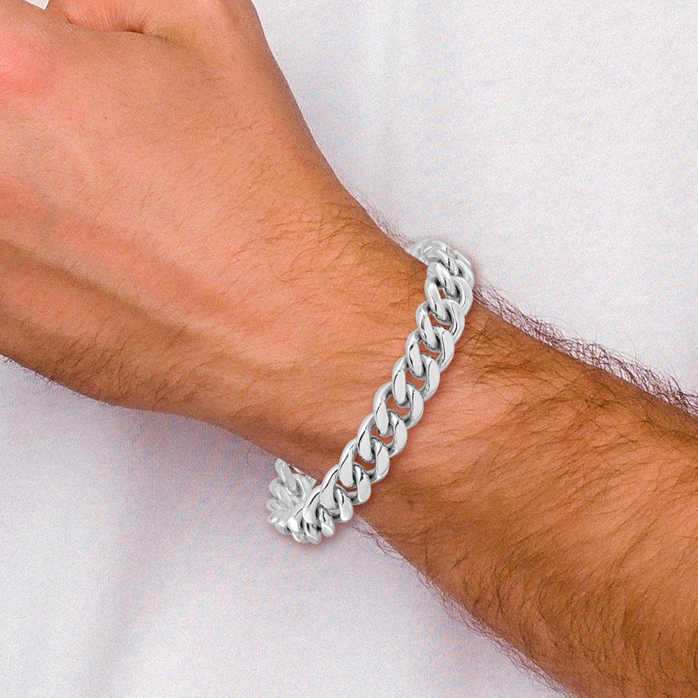 Sterling Silver Rhodium-plated Curb Link Men's Bracelet