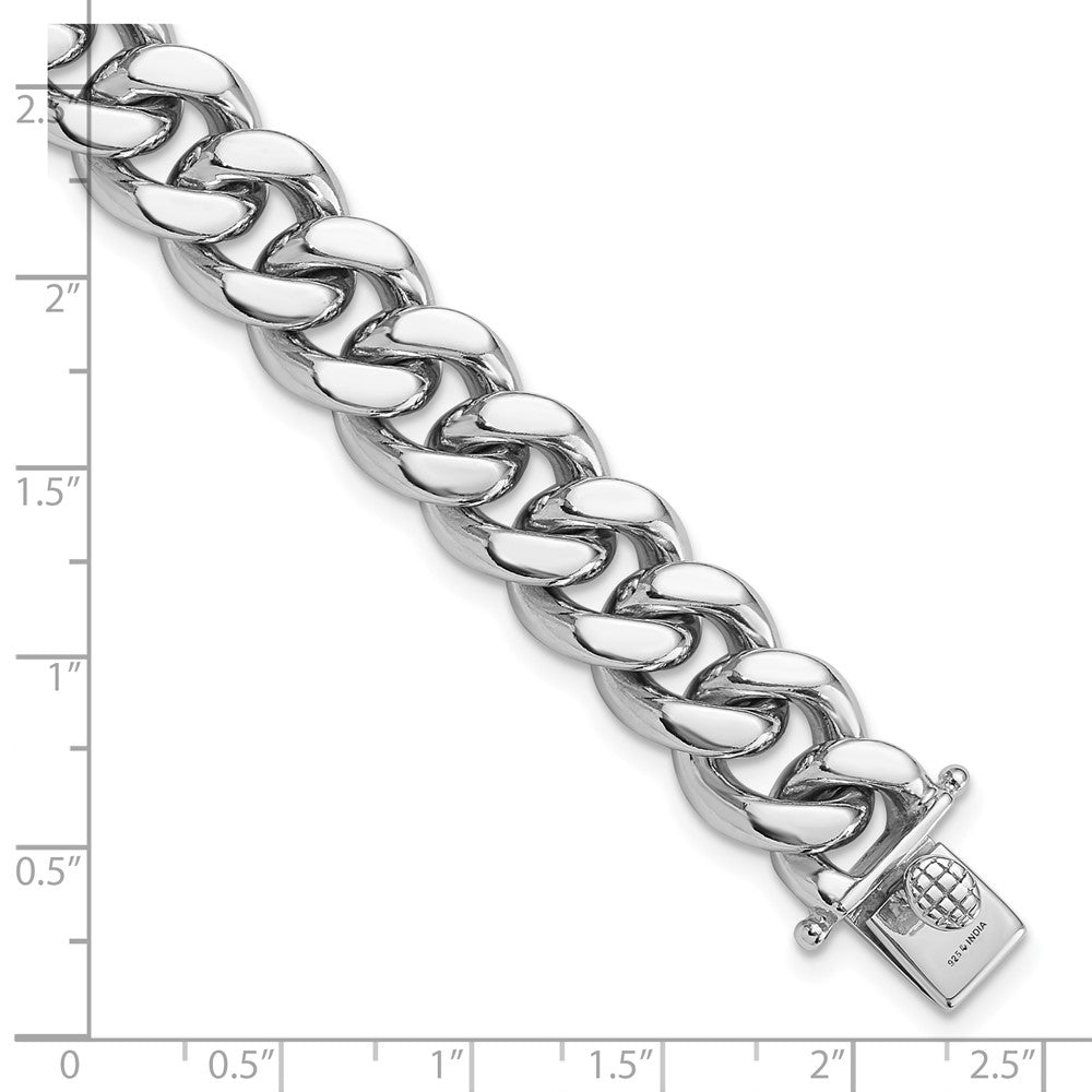 Sterling Silver Rhodium-plated Curb Link Men's Bracelet