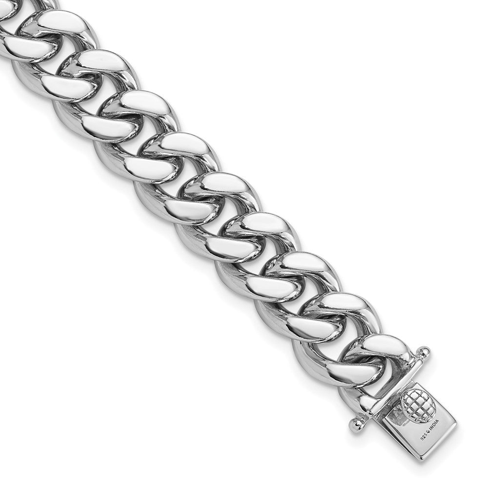 Sterling Silver Rhodium-plated Curb Link Men's Bracelet