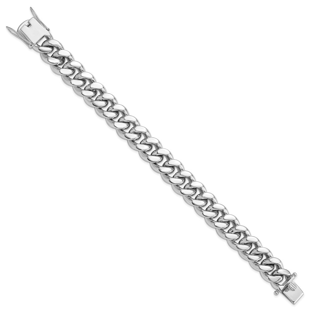 Sterling Silver Rhodium-plated Curb Link Men's Bracelet