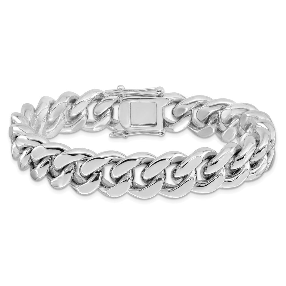 Sterling Silver Rhodium-plated Curb Link Men's Bracelet