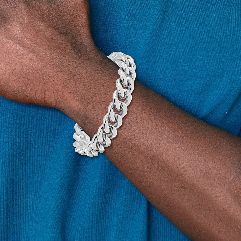 Sterling Silver Rhodium-plated Curb Link Men's Bracelet