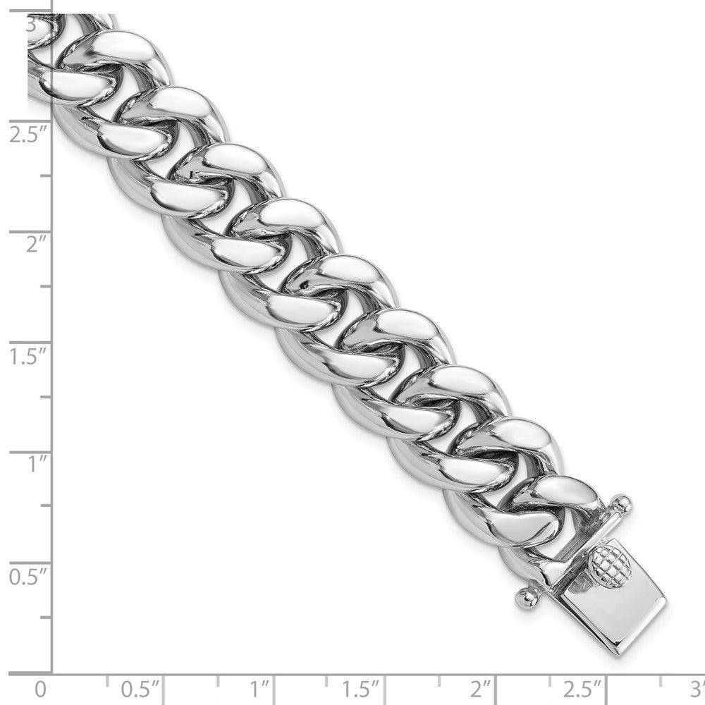 Sterling Silver Rhodium-plated Curb Link Men's Bracelet