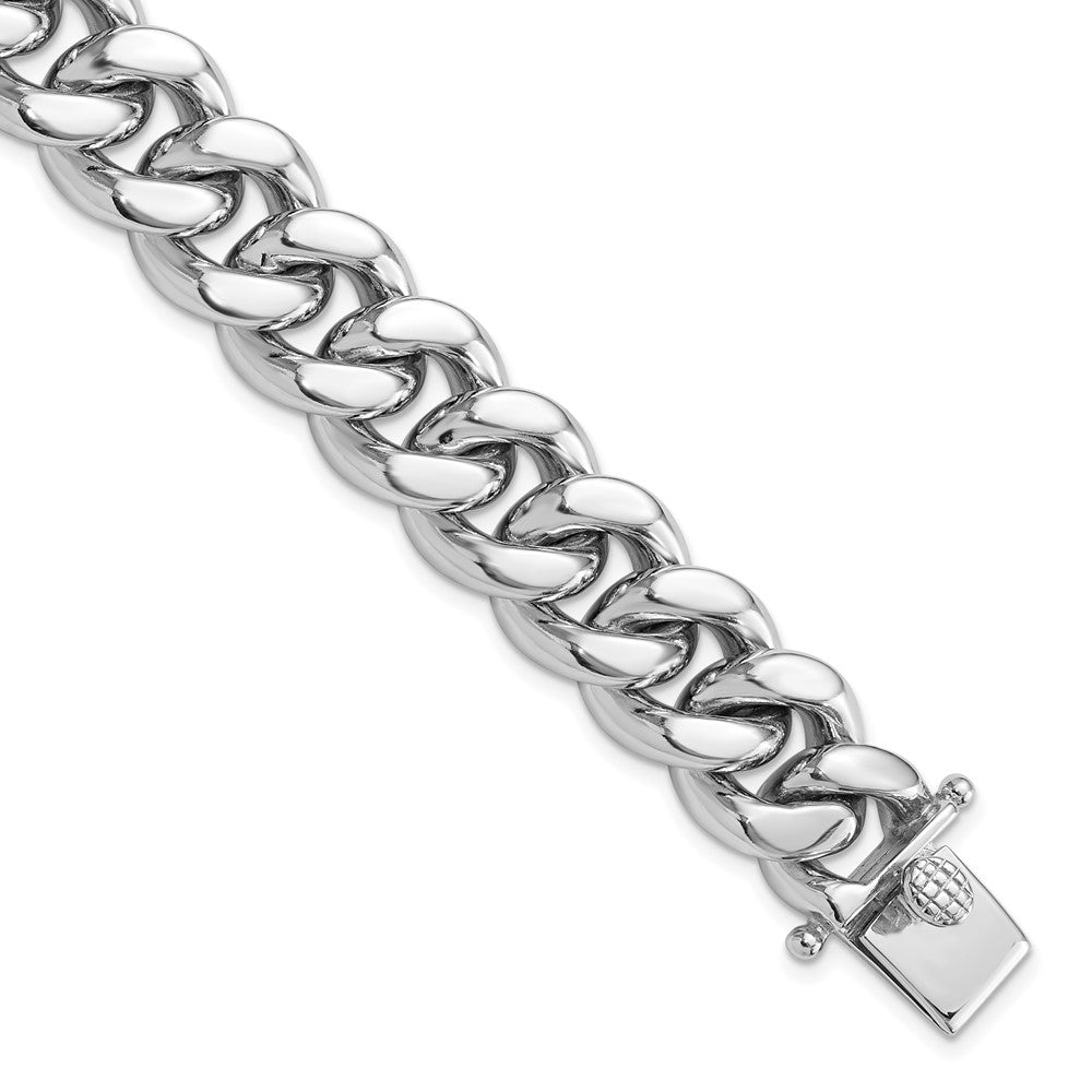 Sterling Silver Rhodium-plated Curb Link Men's Bracelet