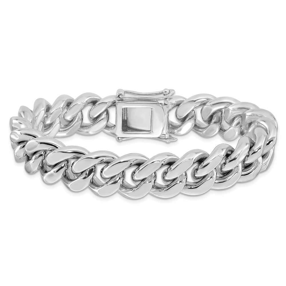 Sterling Silver Rhodium-plated Curb Link Men's Bracelet