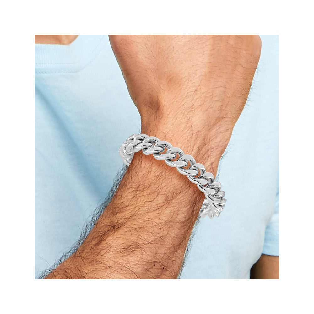 Sterling Silver Rhodium-plated Curb Link Men's Bracelet