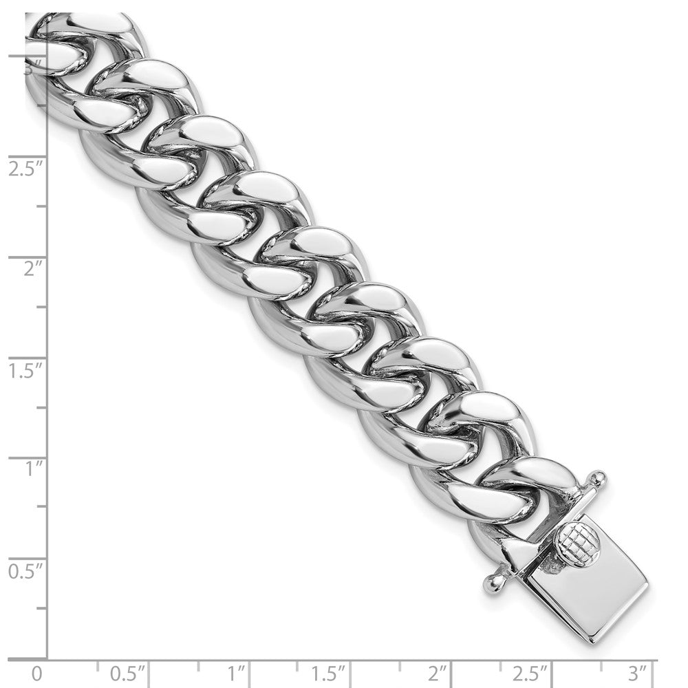 Sterling Silver Rhodium-plated Curb Link Men's Bracelet