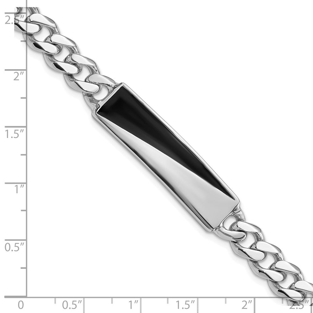 Sterling Silver Rhodium-plated Enameled Bar Men's Bracelet