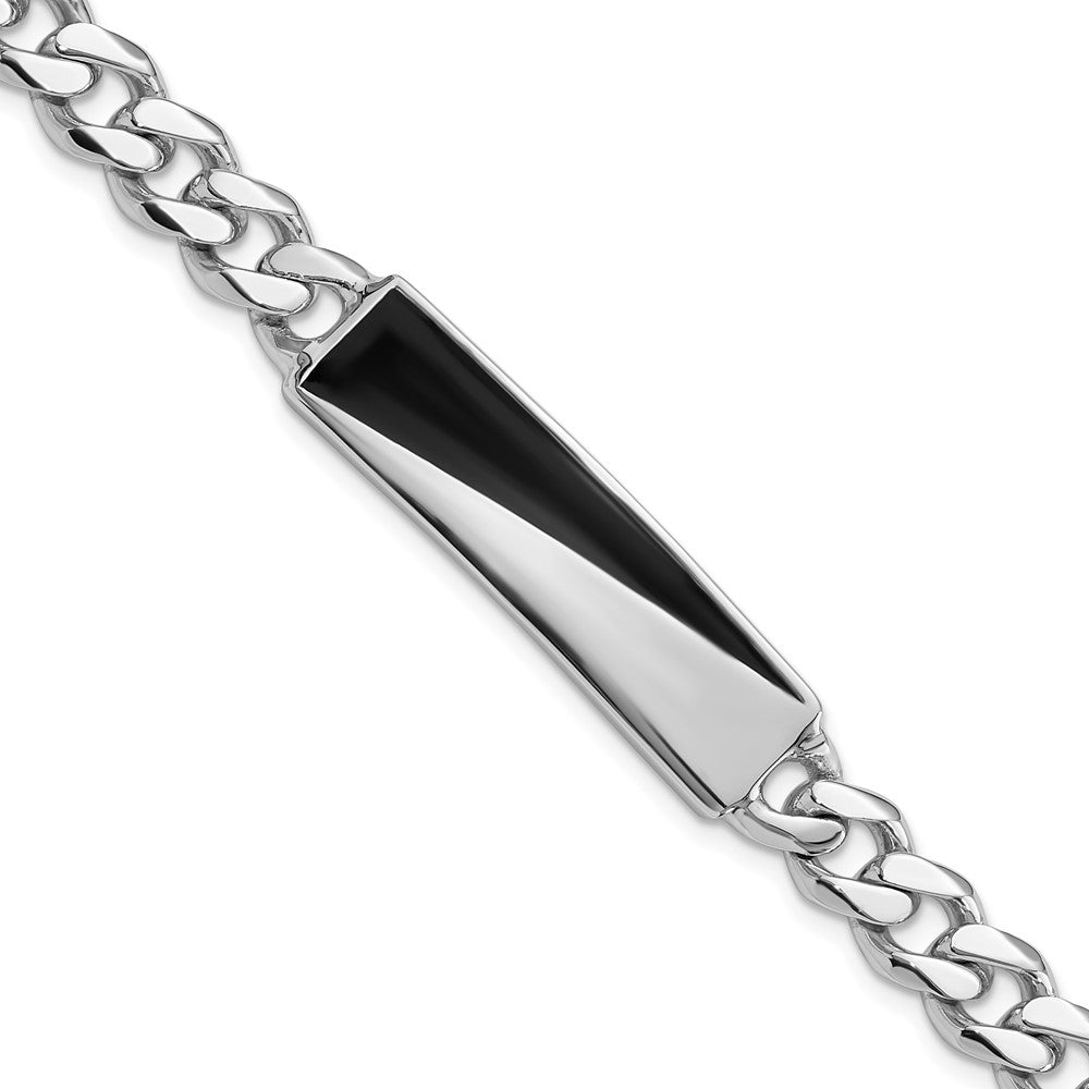 Sterling Silver Rhodium-plated Enameled Bar Men's Bracelet