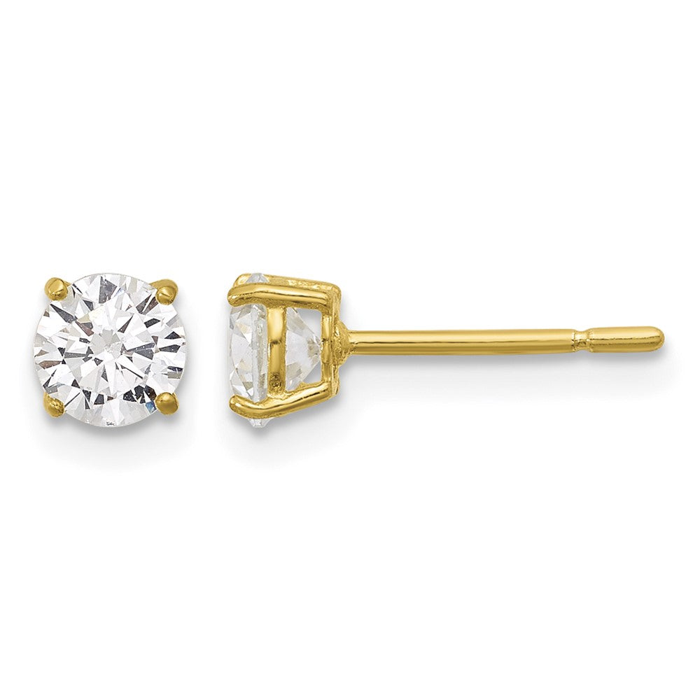 Sterling Silver Gold-plated CZ Adjustable Bracelet and Post Earring Set