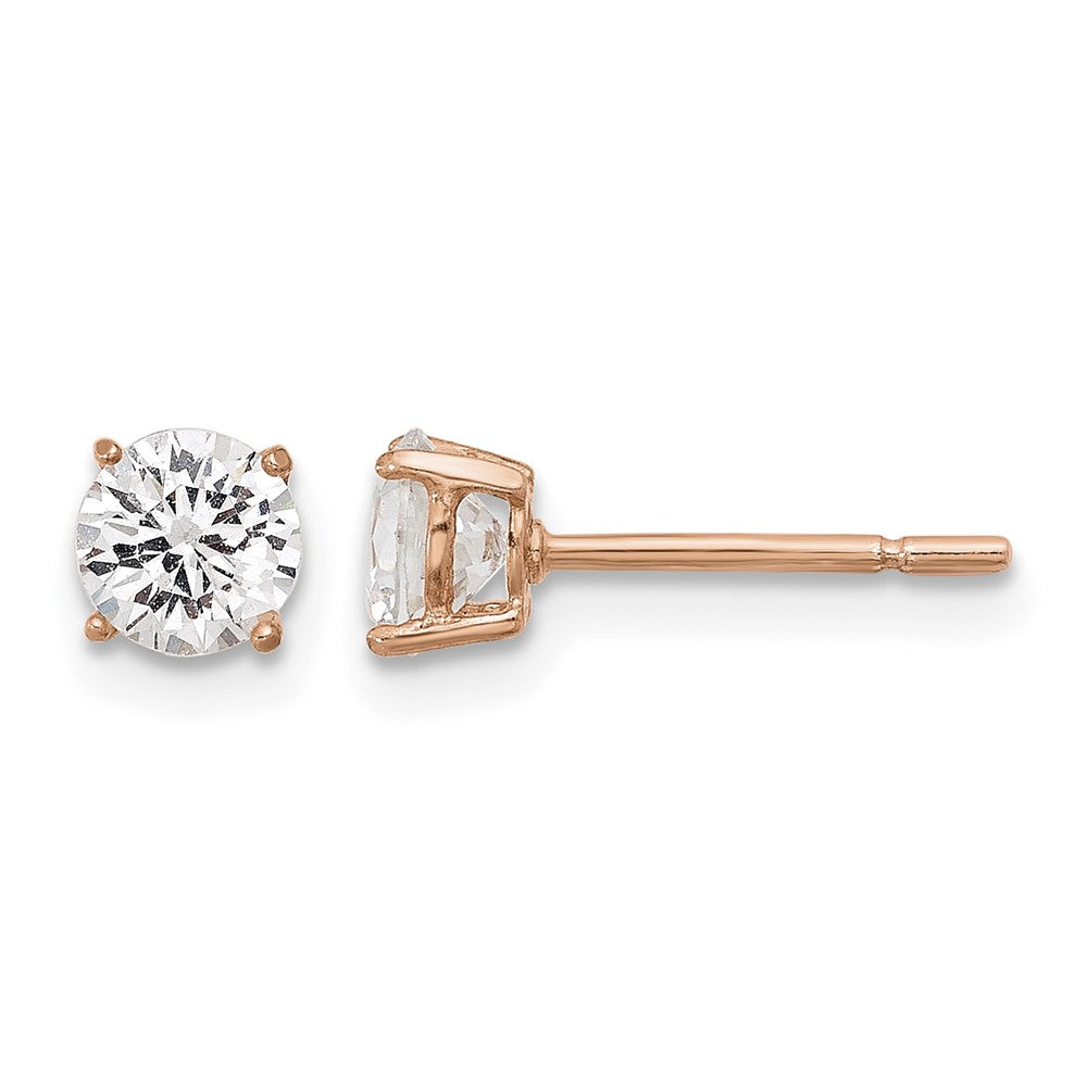 Sterling Silver Rose Gold-plated CZ Adjustable Bracelet and Earring Set