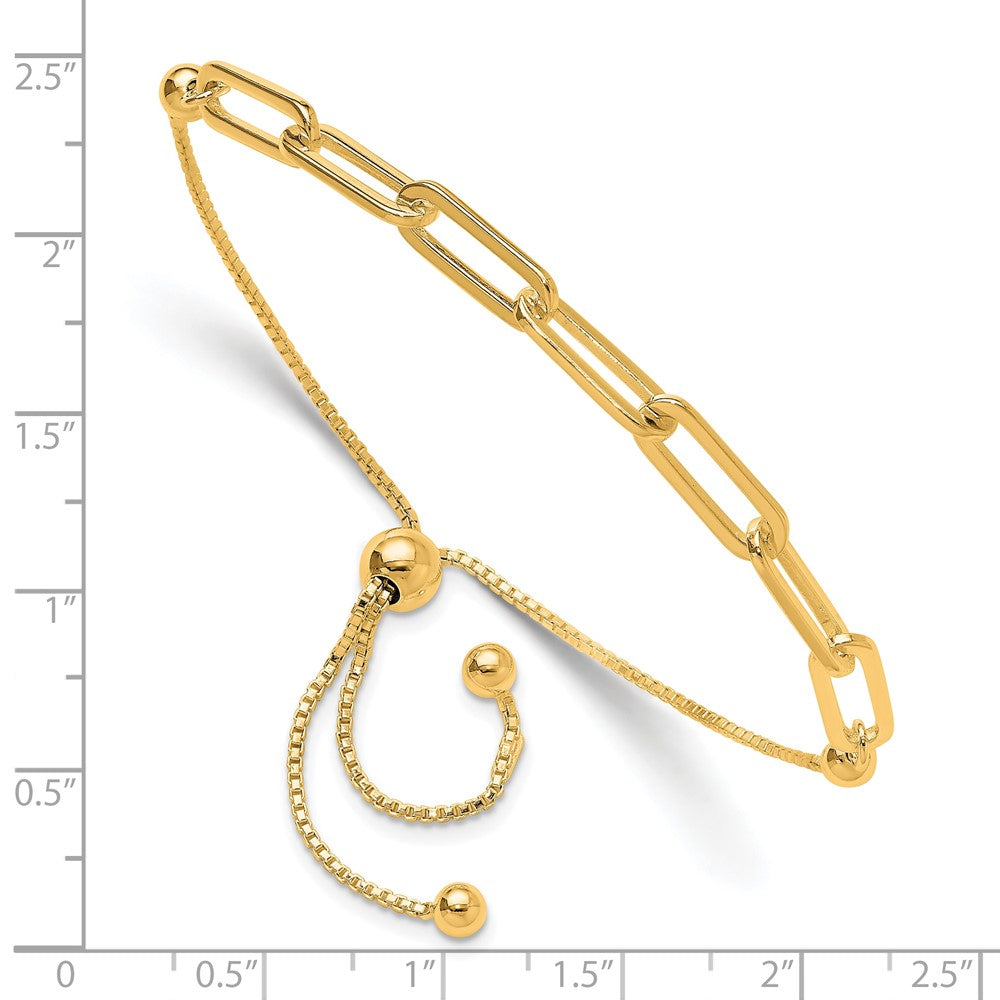 Sterling Silver Gold-plated Polished Paperclip Link Adjustable Bracelet