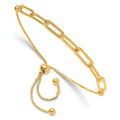 Sterling Silver Gold-plated Polished Paperclip Link Adjustable Bracelet