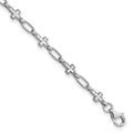 Sterling Silver Rhodium-plated Cross Anklet