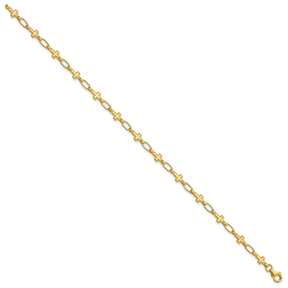Sterling Silver Gold-plated Cross 7.5in Bracelet