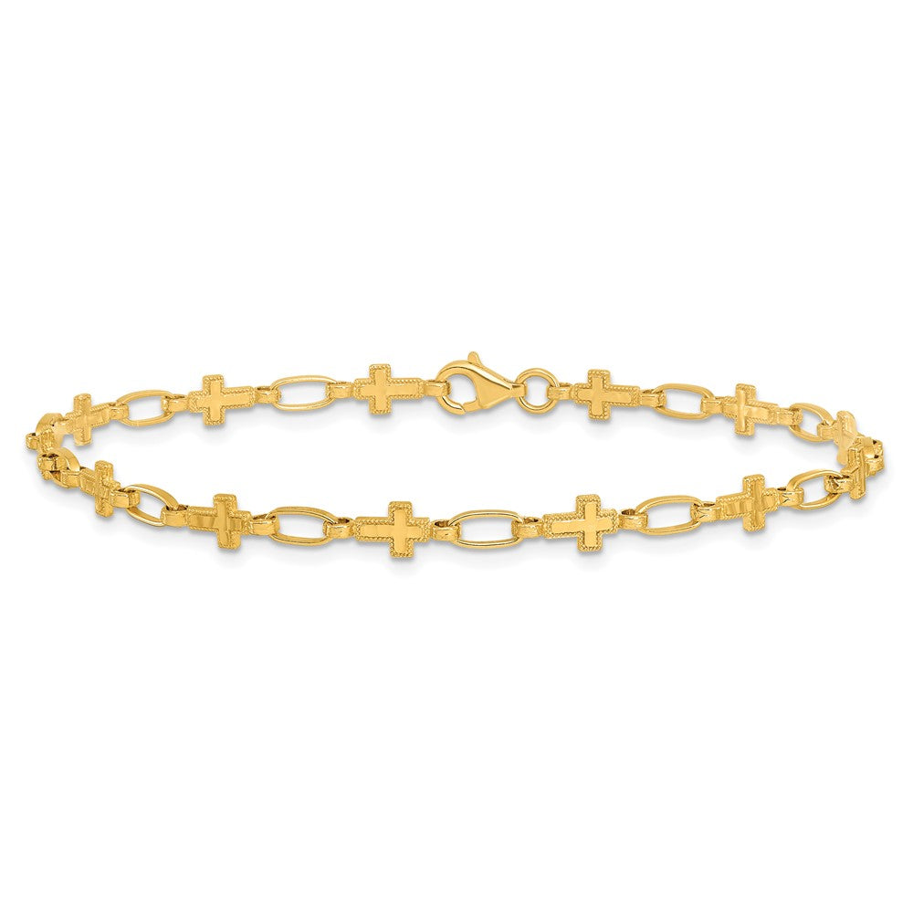 Sterling Silver Gold-plated Cross 7.5in Bracelet