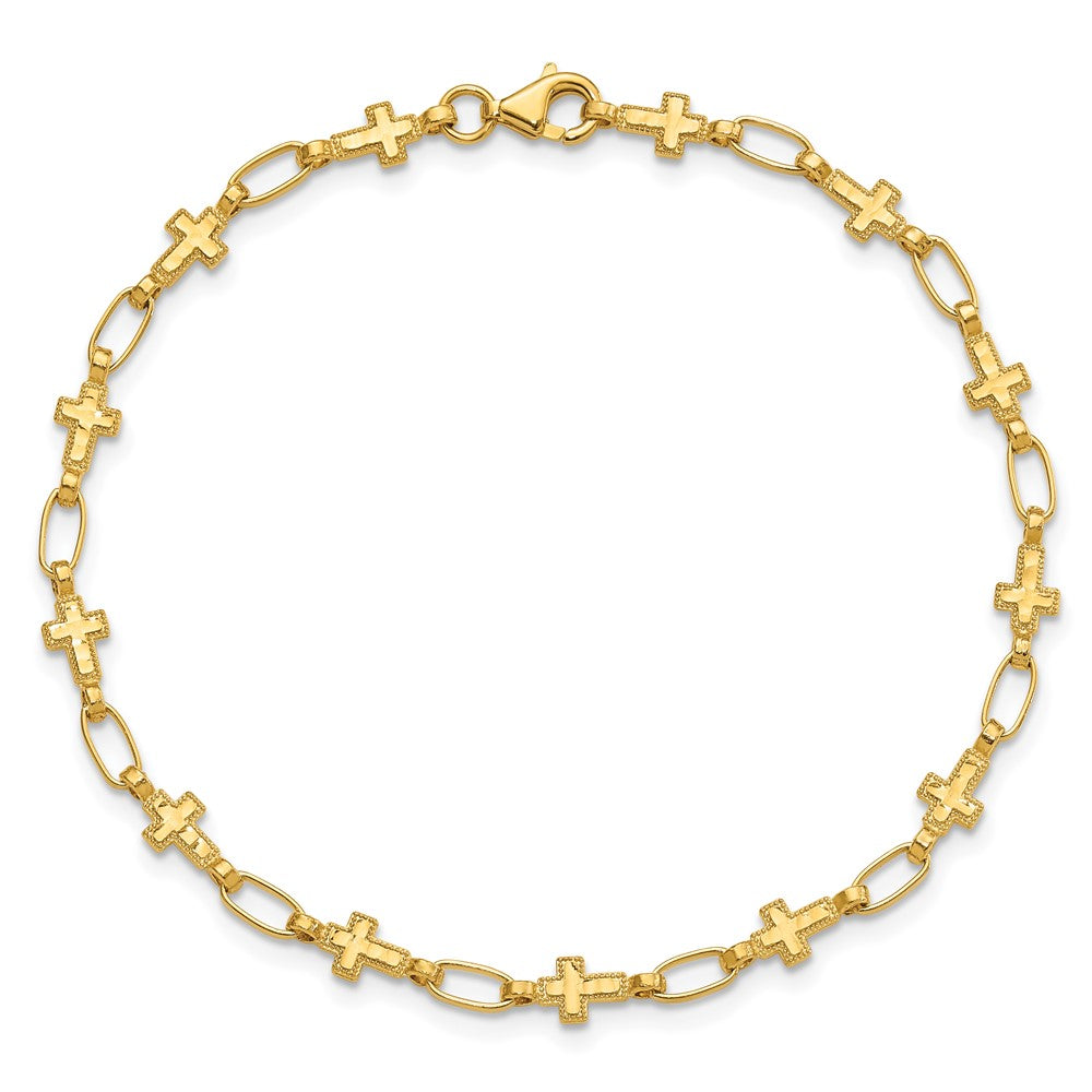 Sterling Silver Gold-plated Cross 7.5in Bracelet