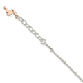 Sterling Silver Beaded Rose-tone Flamingo 9in Plus 1 inch Ext Anklet