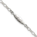 Sterling Silver Antiqued Polished Etched Waves Surfboard Link Anklet