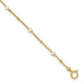 Sterling Silver Gold-plated 3mm FWC Pearl 9in Plus 1in ext Anklet