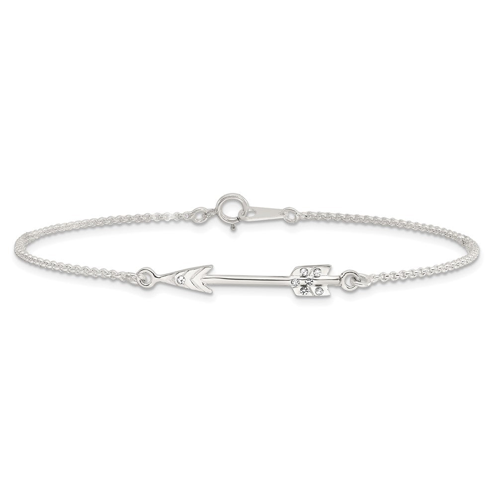 Sterling Silver Polished CZ Arrow Bracelet