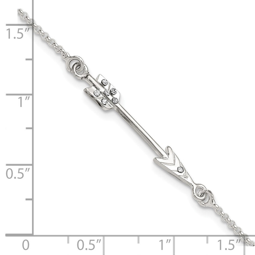 Sterling Silver Polished CZ Arrow Bracelet