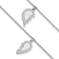 Sterling Silver Rhod-plated CZ Half Heart 7.25in w/1 in ext 2 Bracelet Set