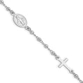 Sterling Silver Rh-plated 6.5in w/1in ext Rosary Bracelet