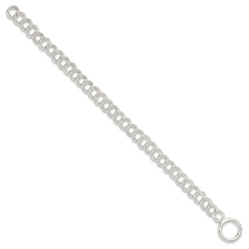 Sterling Silver Polished Double Link Charm Bracelet