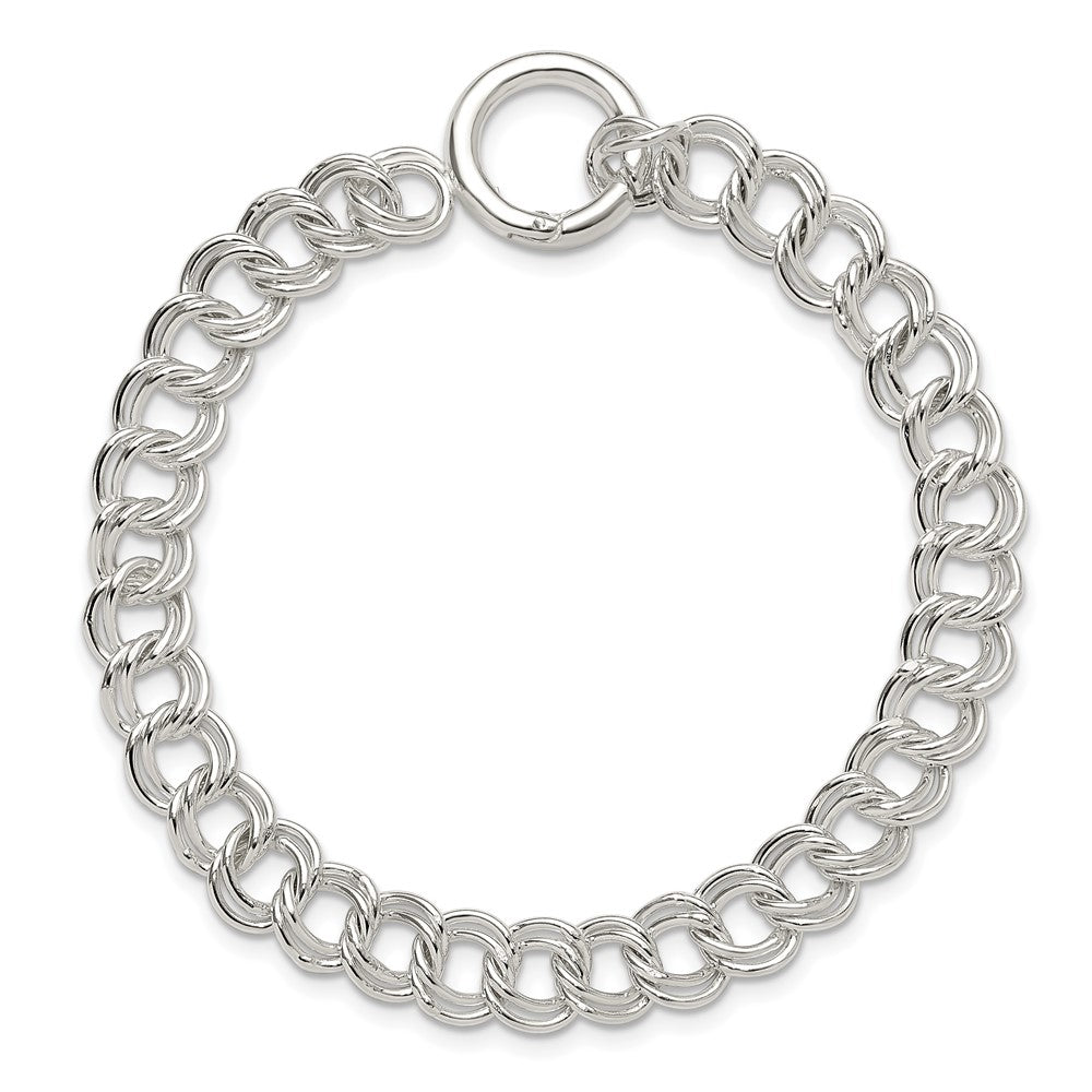 Sterling Silver Polished Double Link Charm Bracelet