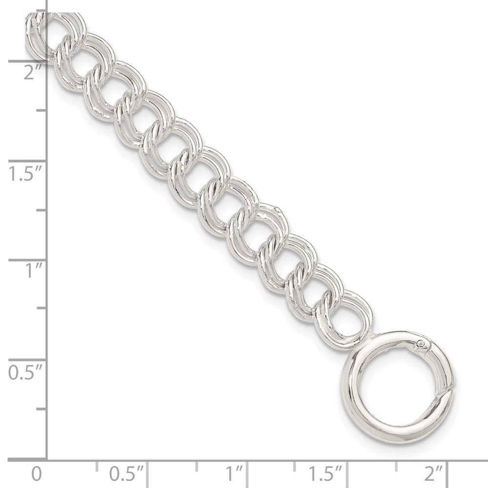 Sterling Silver Polished Double Link Charm Bracelet