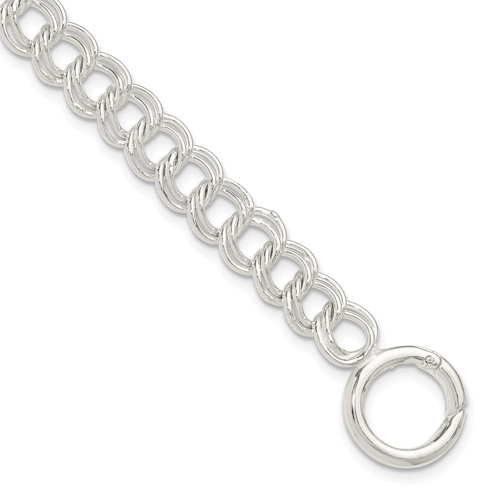 Sterling Silver Polished Double Link Charm Bracelet