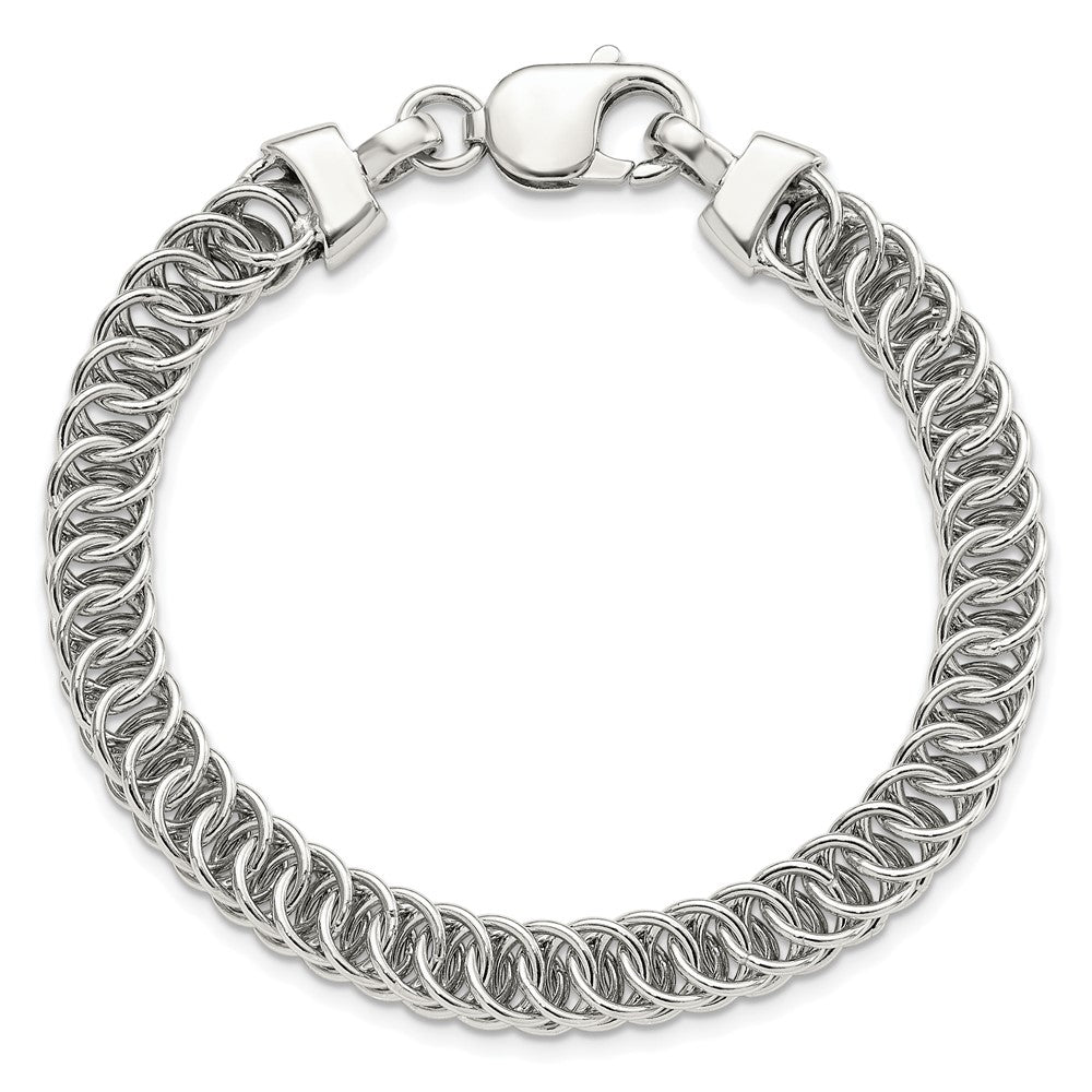 Sterling Silver Rhodium-plated Fancy Link Bracelet