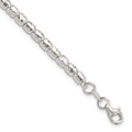 Sterling Silver RH-plated Polish/Hammered Beaded w/1 in ext. Bracelet