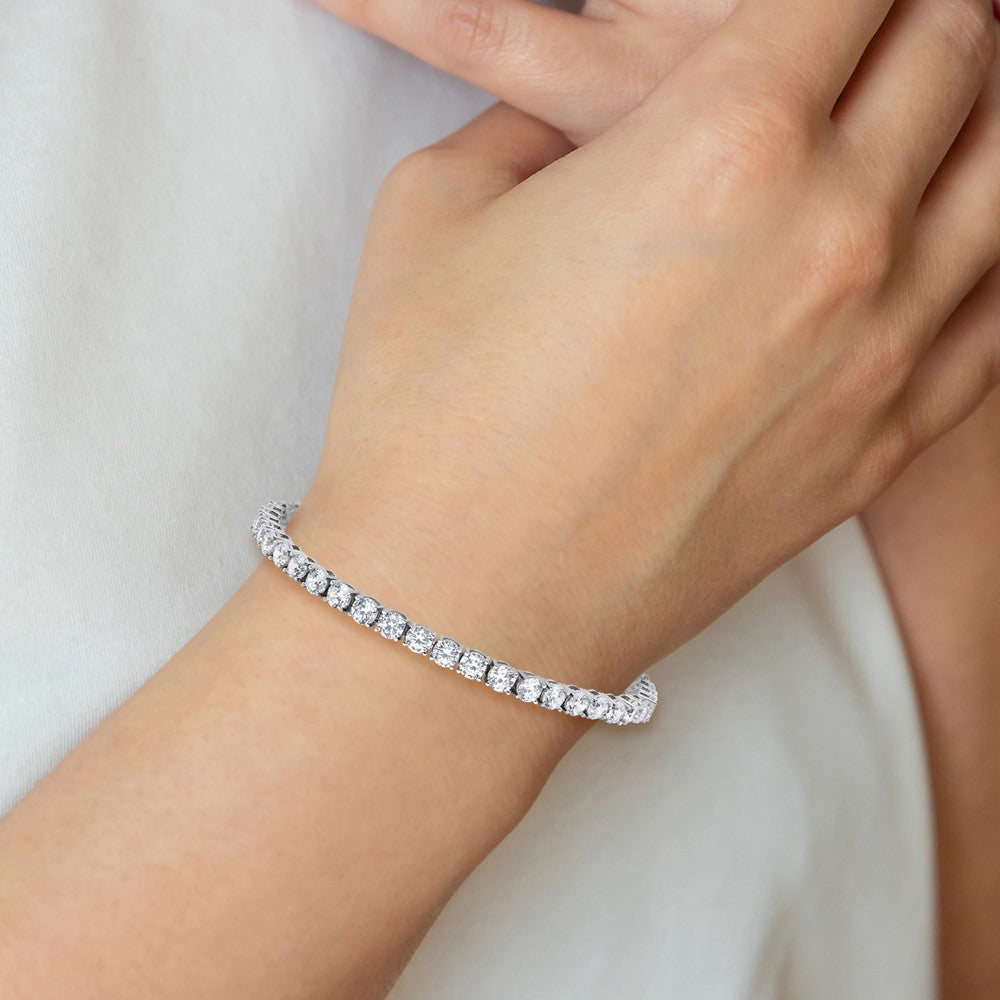 Sterling Silver Rhodium-plated 4mm CZ 7.5in Tennis Bracelet