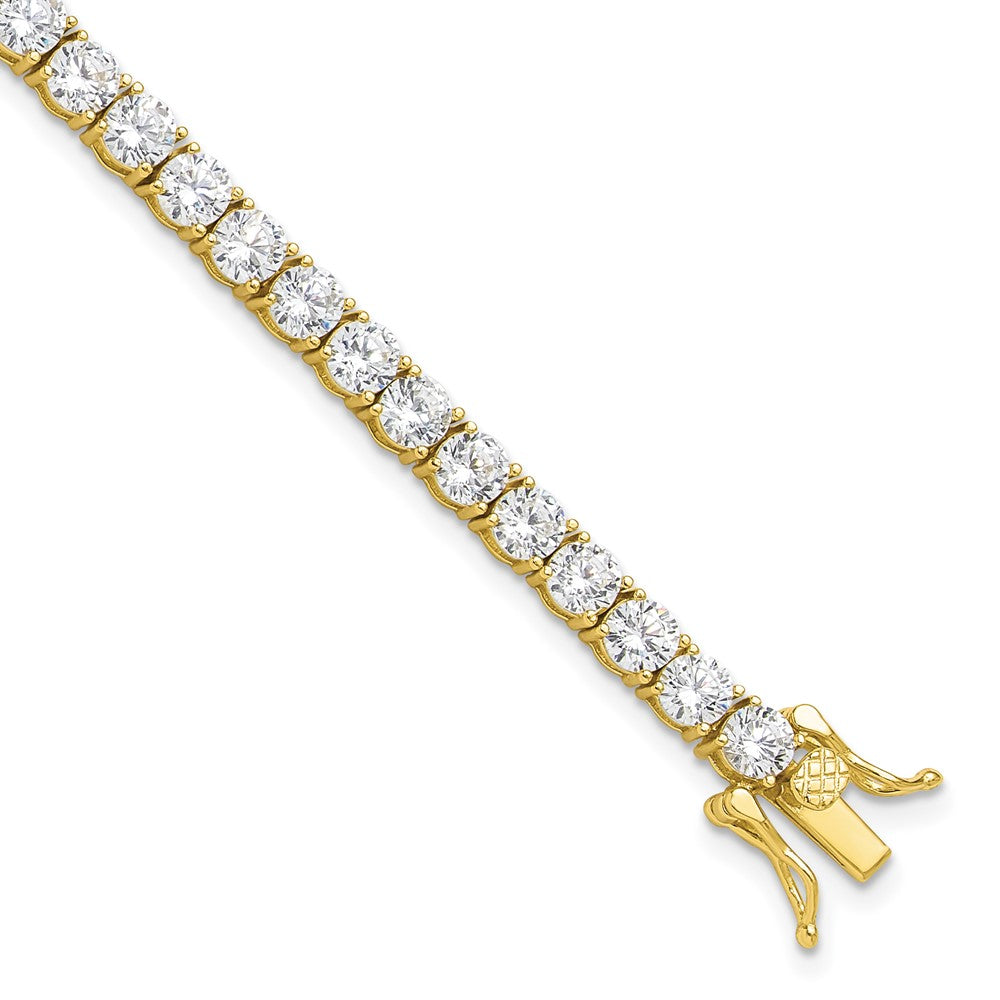 Sterling Silver Gold-plated 4mm CZ 7.5in Tennis Bracelet