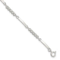 Sterling Silver Rhodium-plated CZ 7.25in w/1in ext. Bracelet
