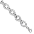Sterling Silver Rhodium-plated Micro Pave CZ Rolo Link 7.5in Bracelet